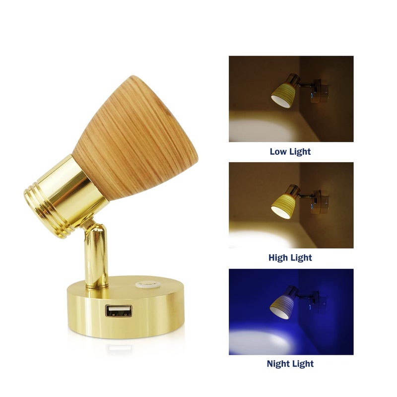 THALASSA Small 12V Marine Reading Lights with USB Port, Boat Interior Lights Bedside Cabin Lamp, Surface Mounted on Camper Caravan Motorhome Indoor Lighting with Built-in Touch Switch, Warm White - Image 5